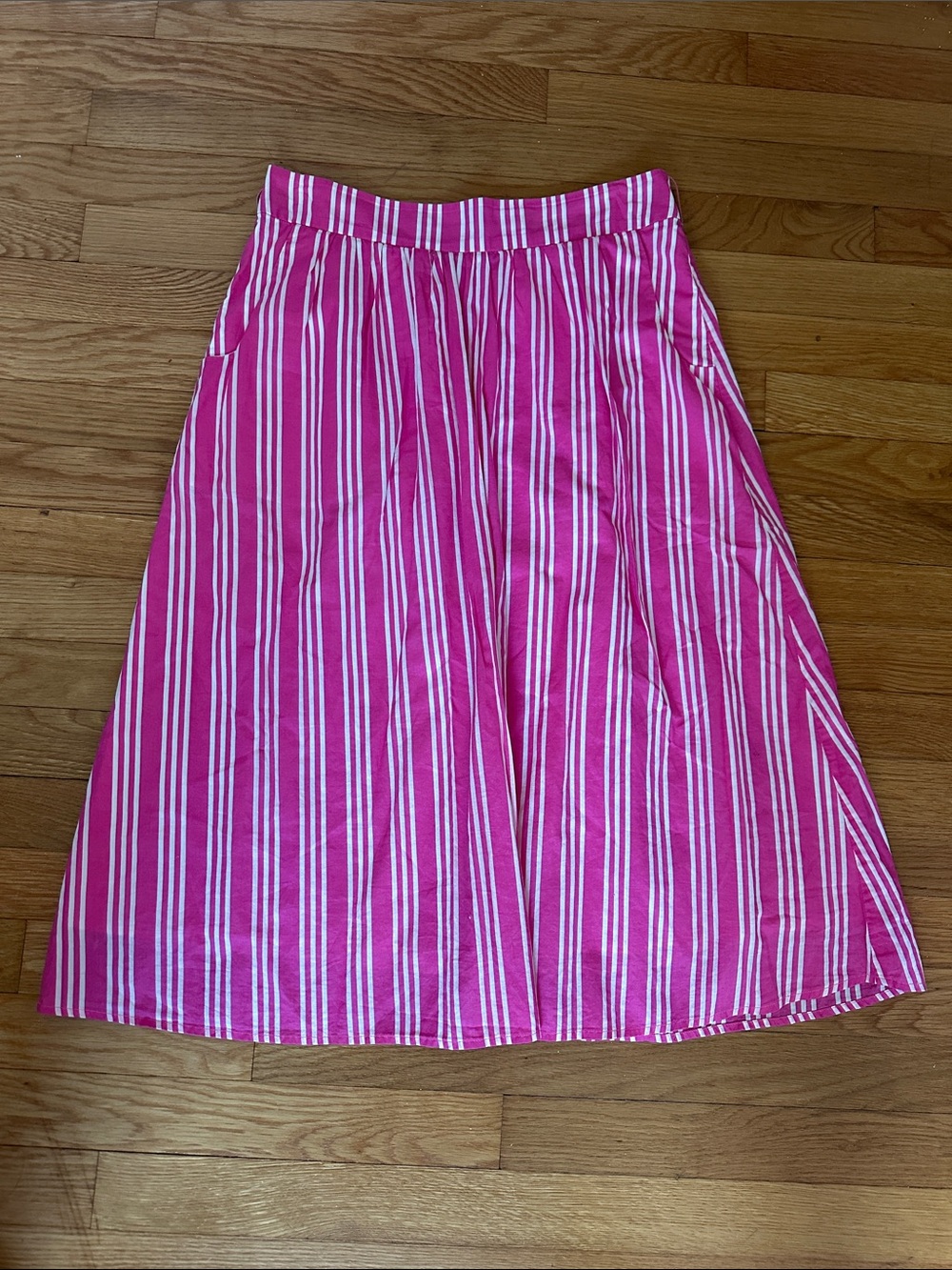 Boden Fuchsia and White Striped A-Line Skirt